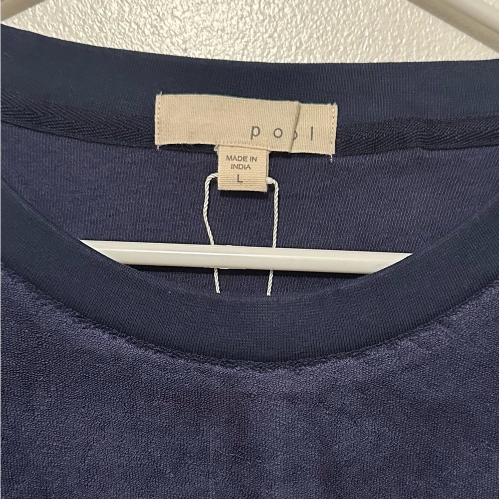 Kensington Navy Blue Towel Terry Long Sleeve sweatshirt and shorts set - Picture 9 of 14